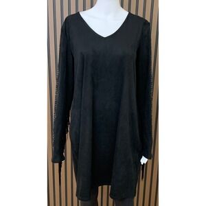 Idyllwind Women's Miranda Lambert Black Fringe Studded Tunic Dress XL